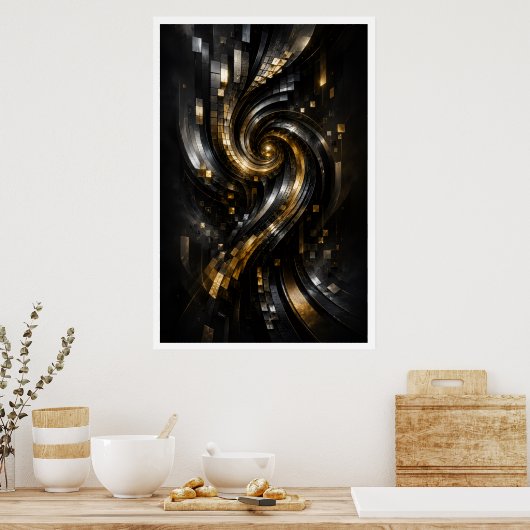 Affiche de vortex en spirale dorée (Cuisine)