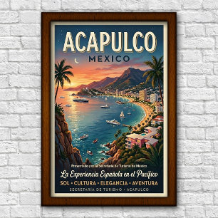 Affiche de voyage à Acapulco, Mexique, années 1960