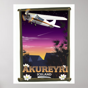 Affiche de voyage à Akureyri Islande