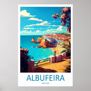 Affiche de voyage à Albufeira Portugal Vintage Ski
