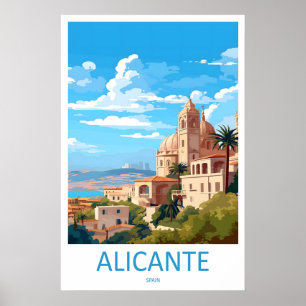 Affiche de voyage à Alicante Parc de ski vintage n