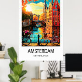 Affiche de voyage à Amsterdam (Bureau à domicile)