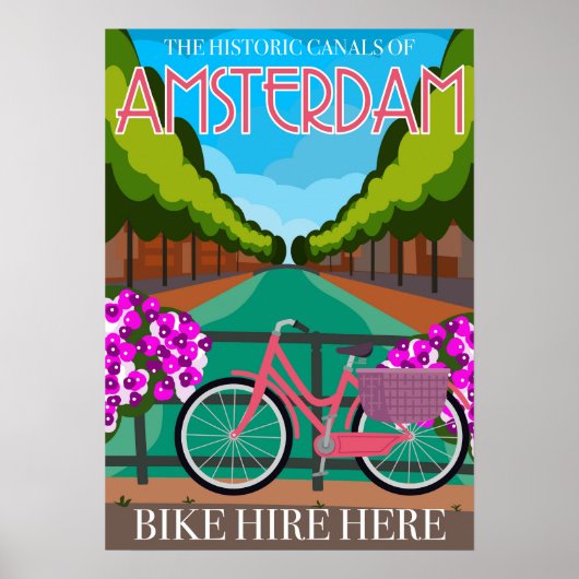 Affiche de voyage à Amsterdam inspirée de l'époque (Devant)