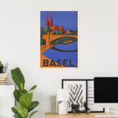 Affiche de voyage à Bâle en Suisse (Bureau à domicile)