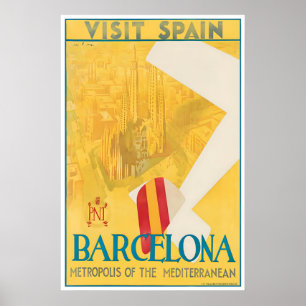 Affiche de voyage à Barcelone Espagne Art Impressi