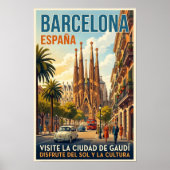 Affiche de voyage à Barcelone, Espagne des années (Devant)
