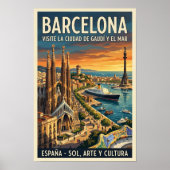 Affiche de voyage à Barcelone, Espagne des années (Devant)