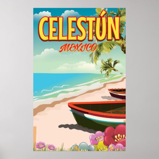 Affiche de voyage à Celestún au Mexique (Devant)