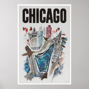 Affiche de voyage à Chicago, art de la ville, impr