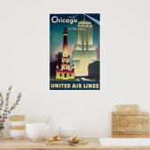 Affiche de voyage à Chicago, impression unie d'art (Cuisine)