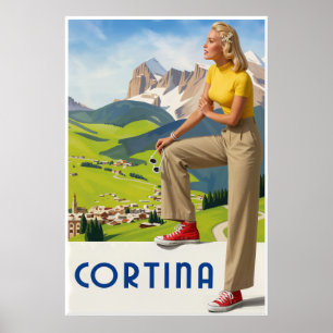 Affiche de voyage à Cortina, Italie