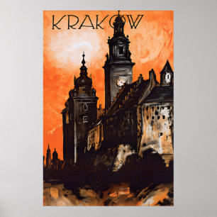 Affiche de voyage à Cracovie Pologne Impression d'