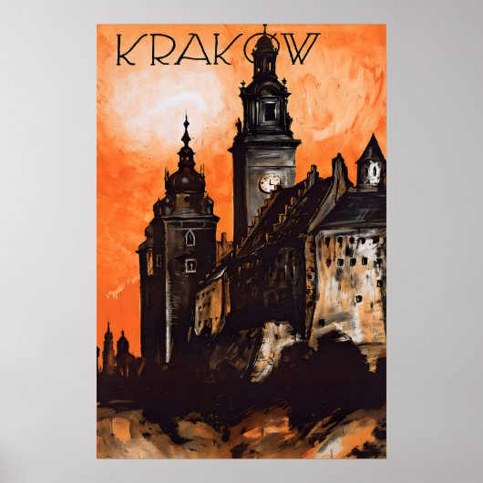 Affiche de voyage à Cracovie Pologne Impression d' (Devant)