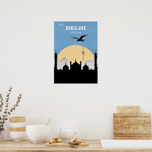 Affiche de voyage à Delhi, Inde (Cuisine)