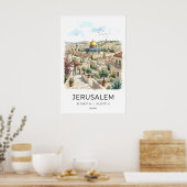 Affiche de voyage à Jérusalem, dôme doré, pierre (Cuisine)