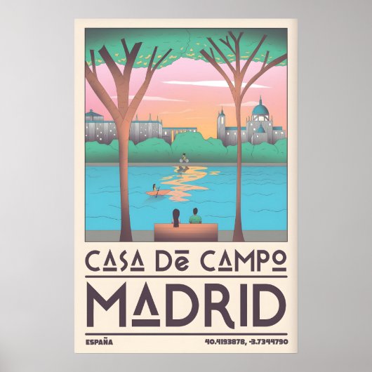 Affiche de voyage à Madrid décoration murale style (Devant)