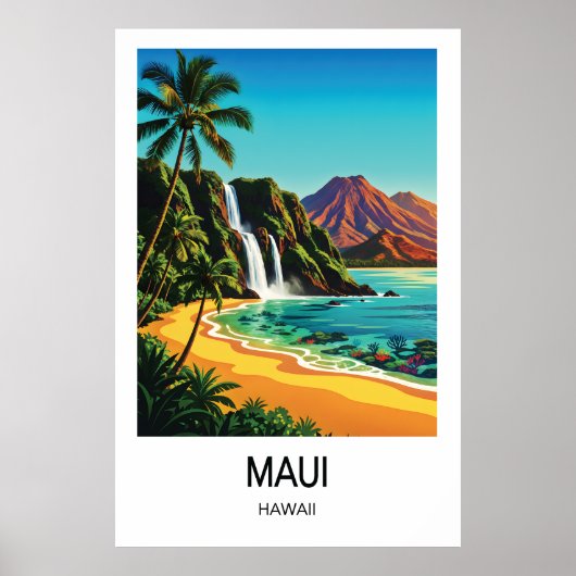 Affiche de voyage à Maui, Hawaï (Devant)