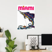 Affiche de voyage à Miami, Floride (Bureau à domicile)