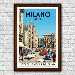 Affiche de voyage à Milan, Italie, années 1960