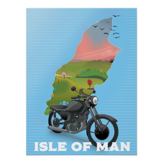 Affiche de voyage à moto sur l'île de Man (Devant)