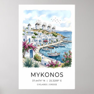 Affiche de voyage à Mykonos Paysage côtier