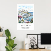 Affiche de voyage à Mykonos Paysage côtier (Bureau à domicile)