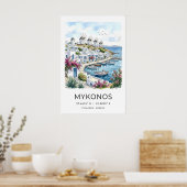 Affiche de voyage à Mykonos Paysage côtier (Cuisine)