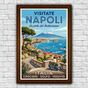 Affiche de voyage à Naples, Italie des années 1960