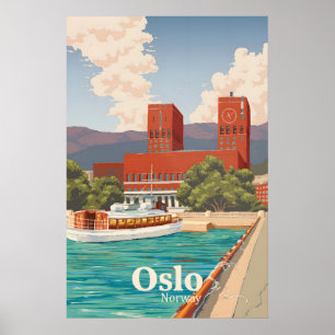 Affiche de voyage à Oslo en Norvège