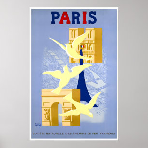 Affiche de voyage à Paris Art français Paul Colin 
