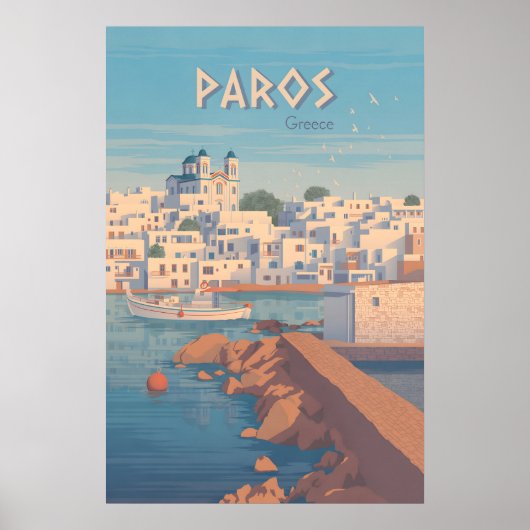 Affiche de voyage à Paros Grèce (Devant)