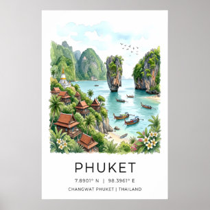 Affiche de voyage à Phuket Impression de baie pano