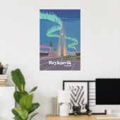 Affiche de voyage à Reykjavik (Bureau à domicile)