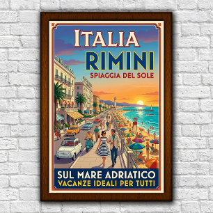 Affiche de voyage à Rimini, Italie des années 1960