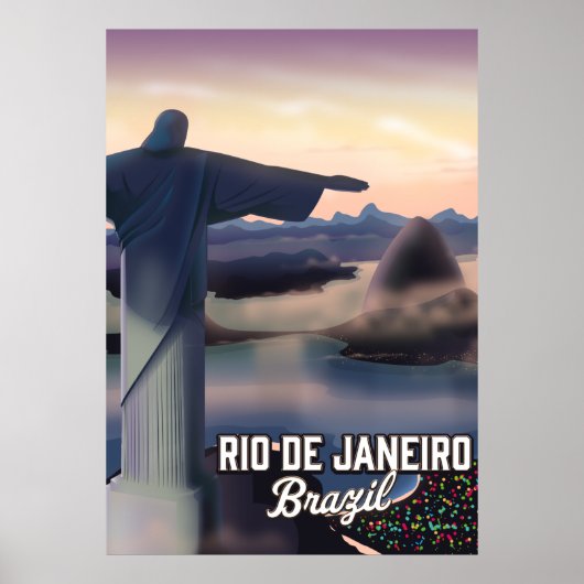 Affiche de voyage à Rio De Janeiro Brésil. (Devant)