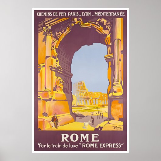 Affiche de voyage à Rome Art romain Impression anc (Devant)