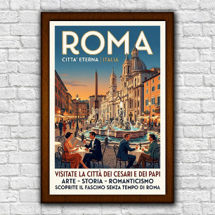 Affiche de voyage à Rome, Italie, années 1960