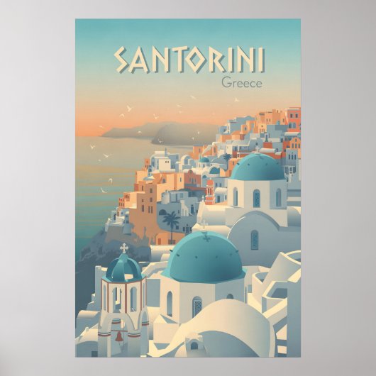 Affiche de voyage à Santorin Grèce (Devant)