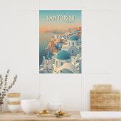 Affiche de voyage à Santorin Grèce (Cuisine)