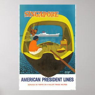 Affiche de voyage à Singapour - American President