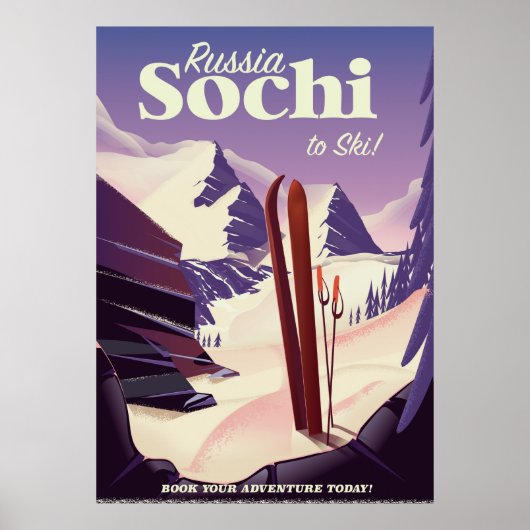 Affiche de voyage à ski à Sotchi Russie (Devant)