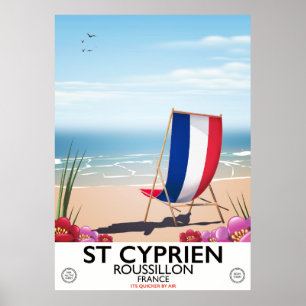Affiche de voyage à St Cyprien, Roussillon France