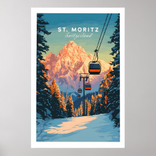 Affiche de voyage à St Moritz - Suisse 1