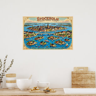 Affiche de voyage à Stockholm en Suède