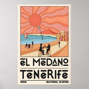 Affiche de voyage à Tenerife Plage El Medano, surd