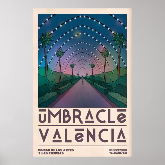 Affiche de voyage à Valence style milieu de siècle (Devant)