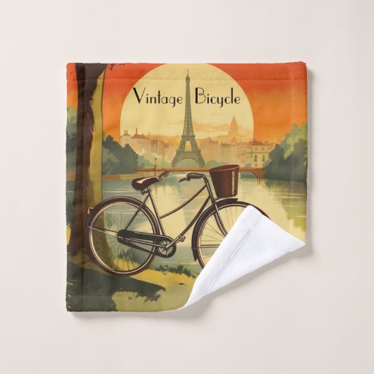 Affiche de voyage à vélo, Paris personnalisable (Gant de toilette)