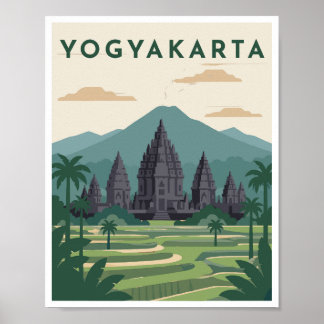 Affiche de voyage à Yogyakarta Indonésie