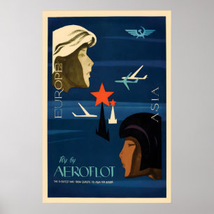Affiche de voyage aérien soviétique des années 197