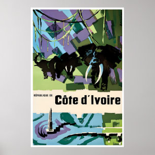 Affiche de voyage Afrique Côte d'Ivoire Art africa